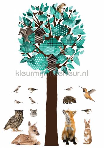 forest friends tree xl turquoise interieurstickers ms-096 Interieurvoorbeelden stickers Kek Amsterdam