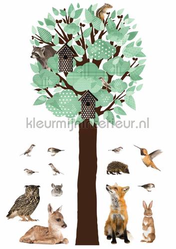 forest friends tree xl lichtgroen wallstickers ms-113 Muurstickers Kek Amsterdam