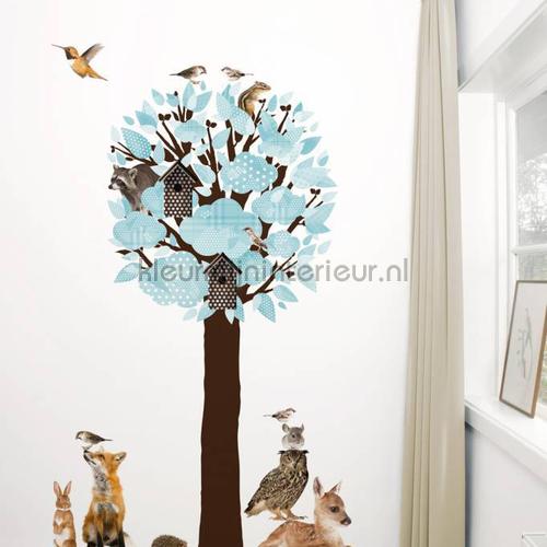 forest friends xl lichtblauw interieurstickers ms-115 Baby - Peuter Kek Amsterdam