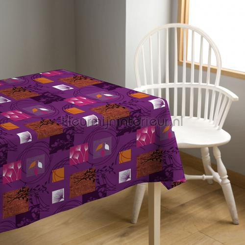 paars met oranje vlakken tafelzeil patchwork Kleurmijninterieur
