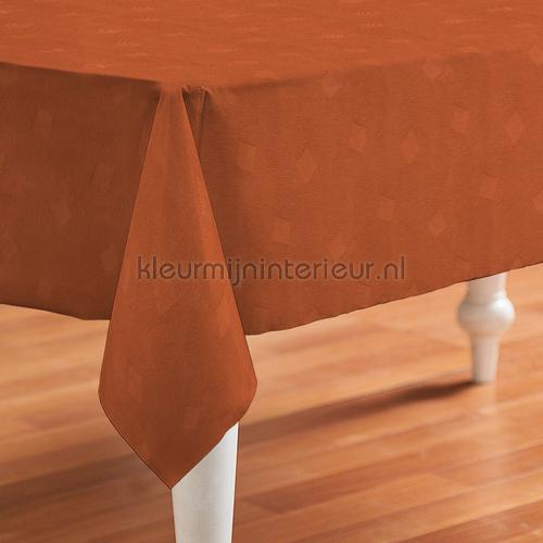oranje met kleine ruitjes tafelzeil Teflon Gecoat Jacquard Kleurmijninterieur